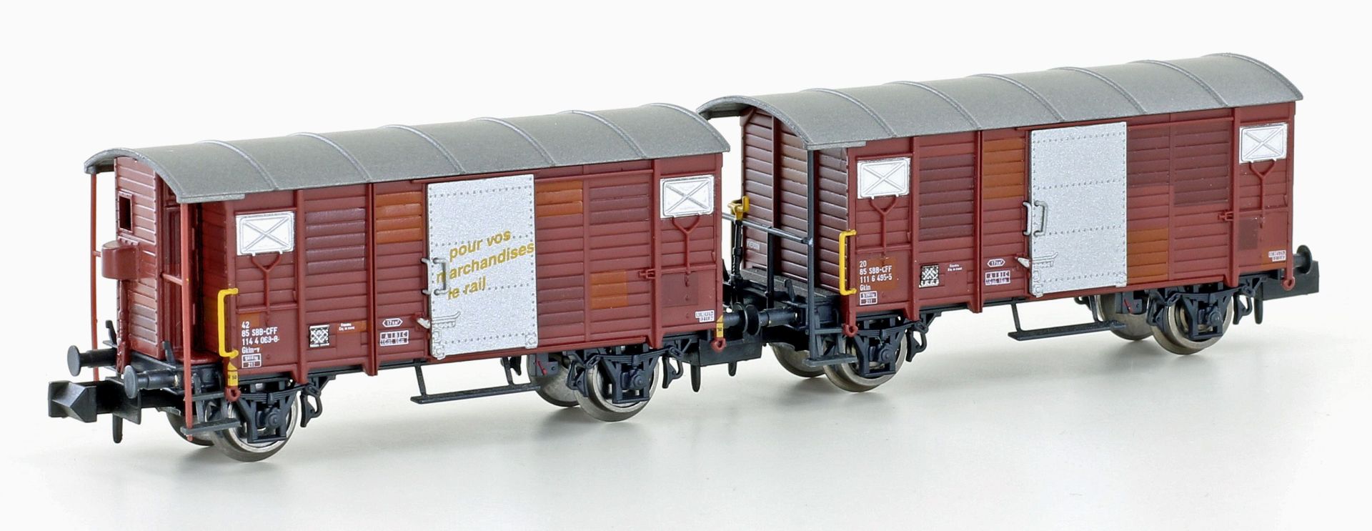 Hobbytrain H24202 - 2er Set Gedeckte Güterwagen K2, SBB, Ep.III