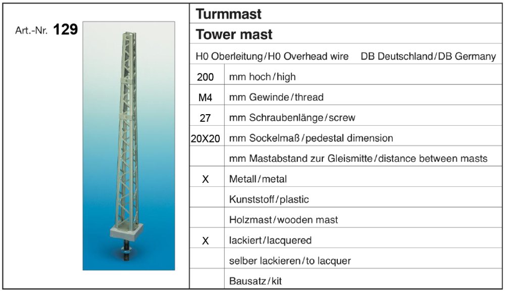Sommerfeldt 129 - 2 Turmmasten, 200mm hoch, lackiert