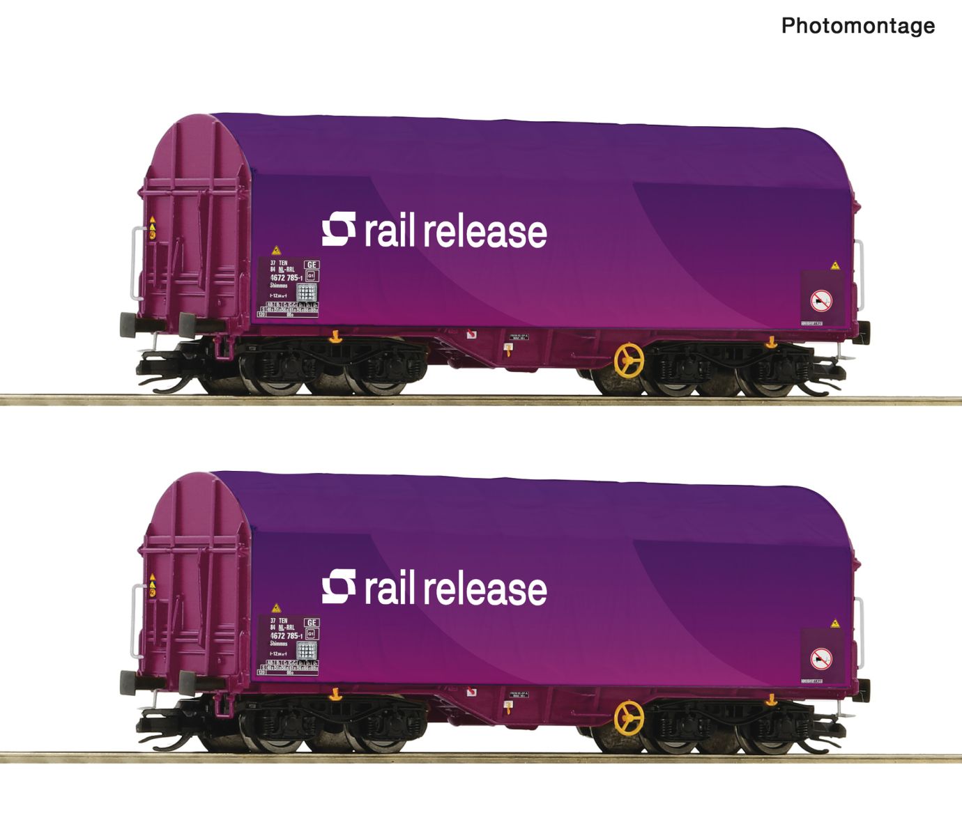 Roco 6680024 - 2er Set Schiebeplanenwagen, rail release, Ep.VI