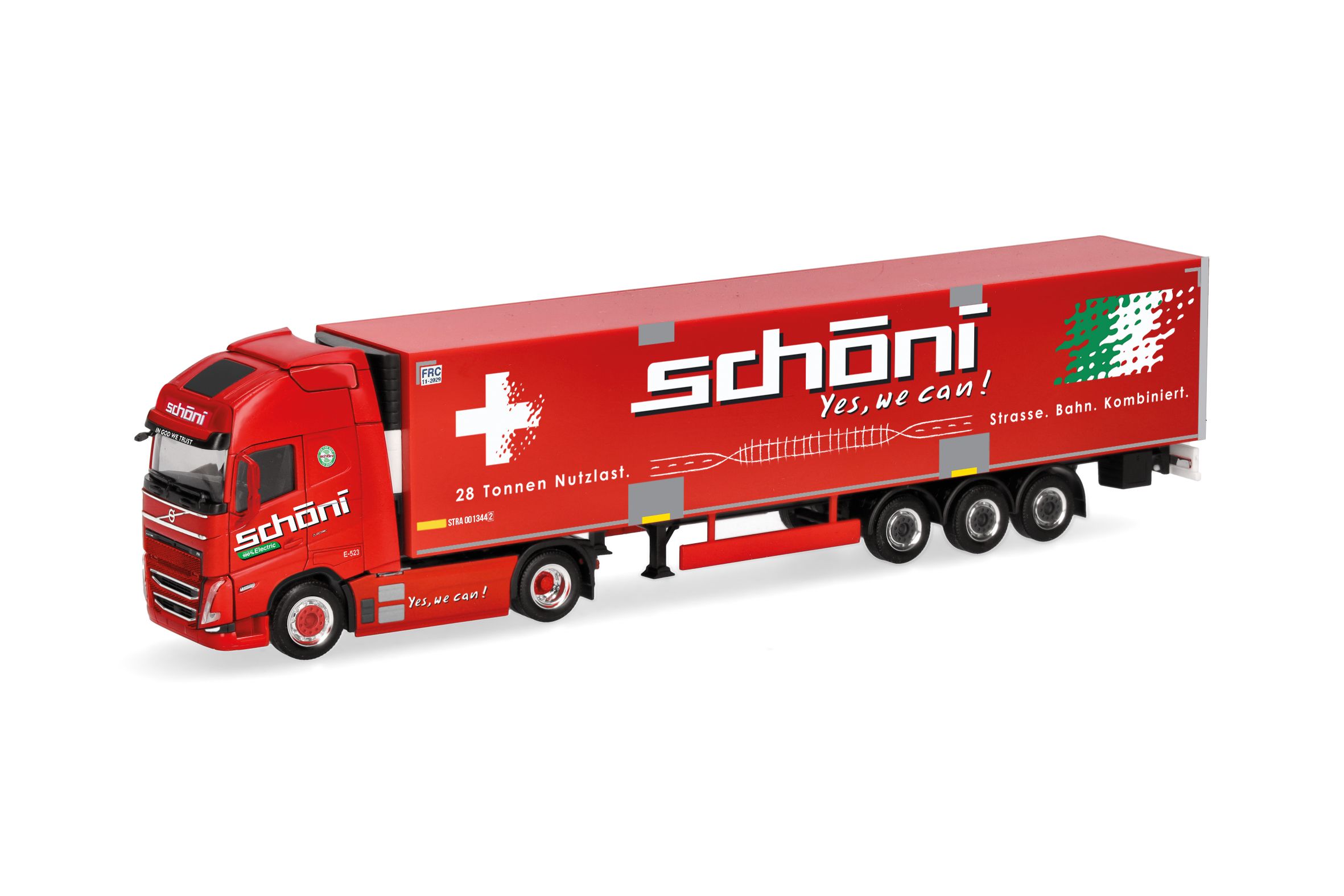 Herpa 319706 - Volvo FH GL XL 2020 Electric Kühlkoffer-Sattelzug "Schöni" (Schweiz)