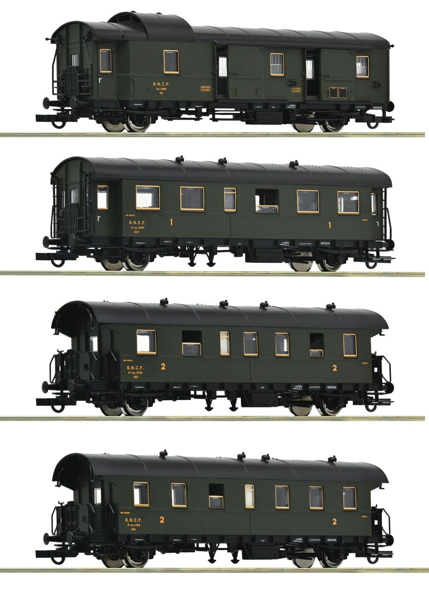 Roco 6200055 - 4er Set Personenwagen, SNCF, Ep.III