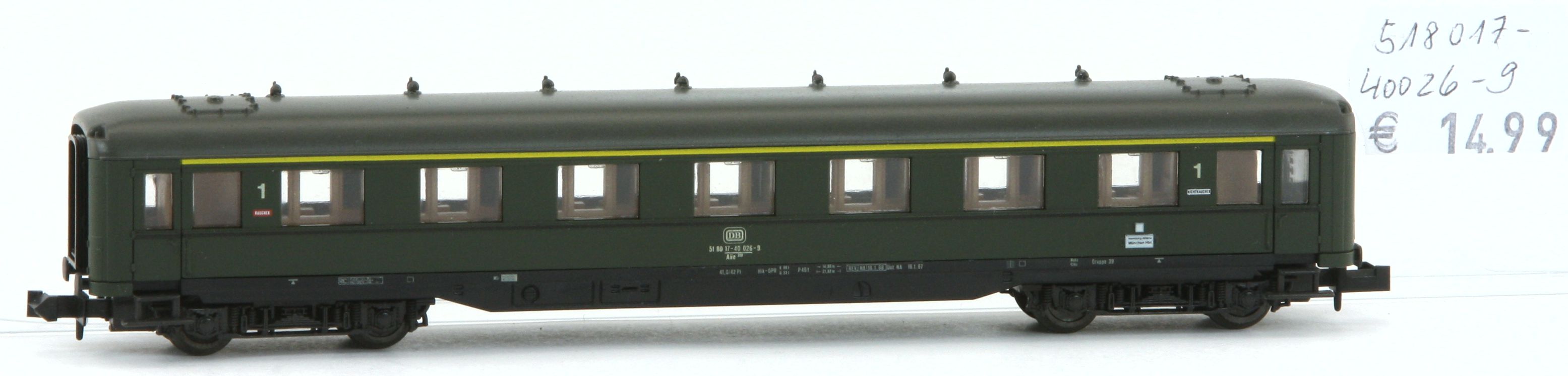 Roco 518017400269-G - Reisezugwagen, DB, grün
