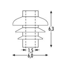 Sommerfeldt 839 - Dach-Isolator braun, 6,0x6,3mm, 24 Stück