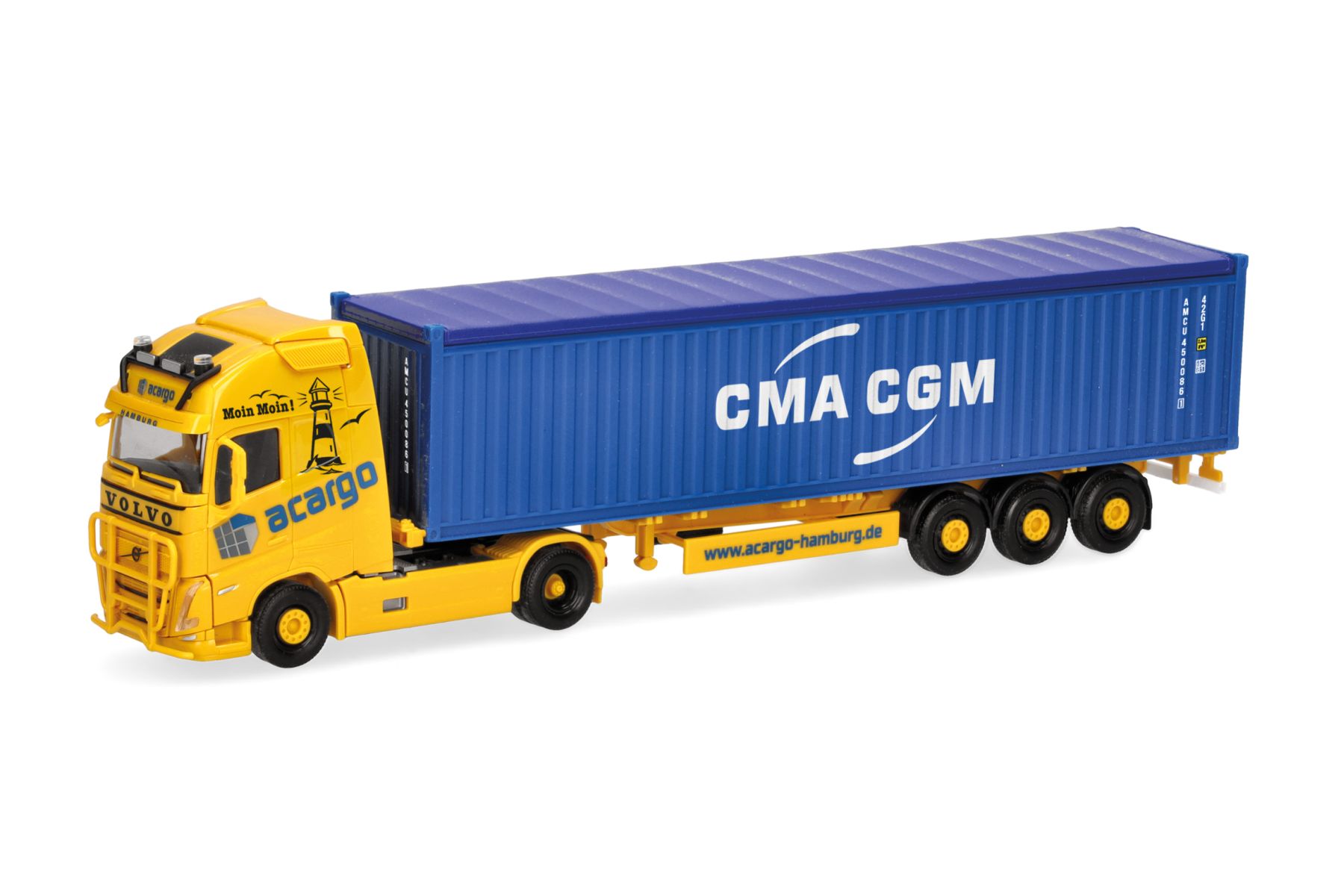 Herpa 318822 - Volvo FH GL XL 2020 Container-Sattelzug "acargo/CMA-CGM"