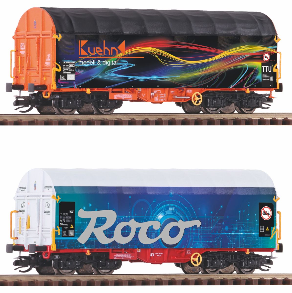 Roco 6680022 - 2er Set Schiebeplanenwagen Shimmns, Roco-KÜHN, Ep.VI