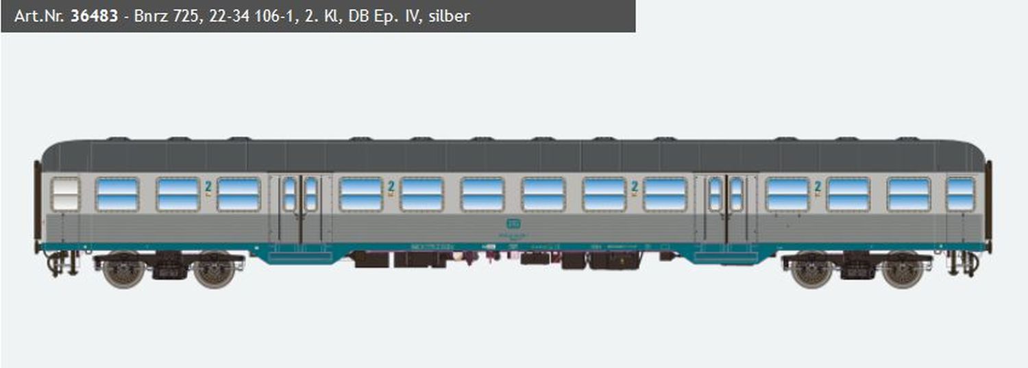 ESU 36483 - Personenwagen 'Silberling' Bnrz 725, DB, Ep.IV