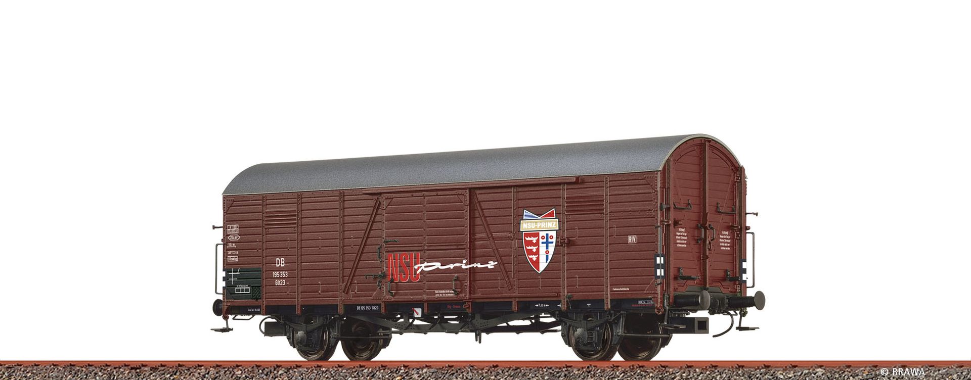 Brawa 50482 - Gedeckter Güterwagen Glr 23 'NSU Prinz', DB, Ep.III