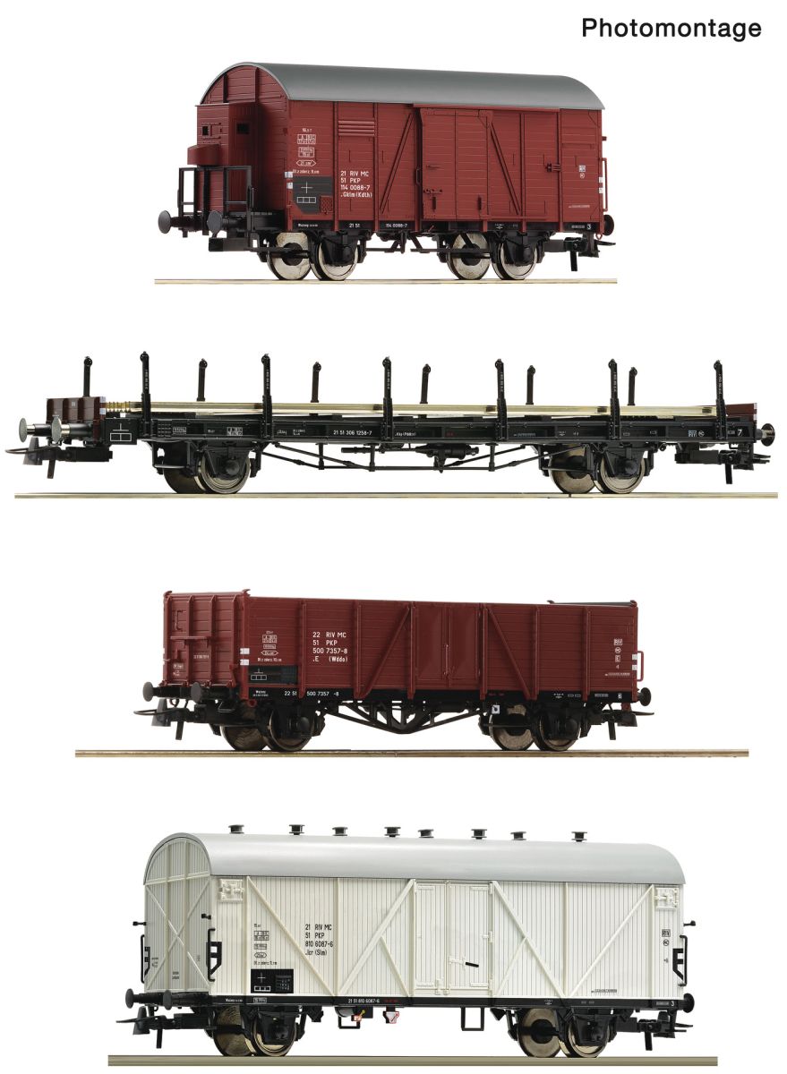 Roco 6600101 - 4er Set Güterwagen, PKP, Ep.IV