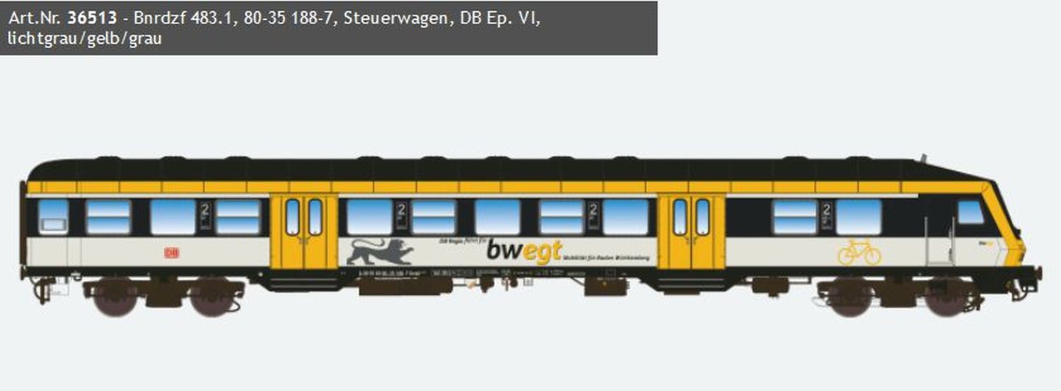 ESU 36513 - Steuerwagen 'Silberling' Bnrdzf 483.1, DBAG, Ep.VI