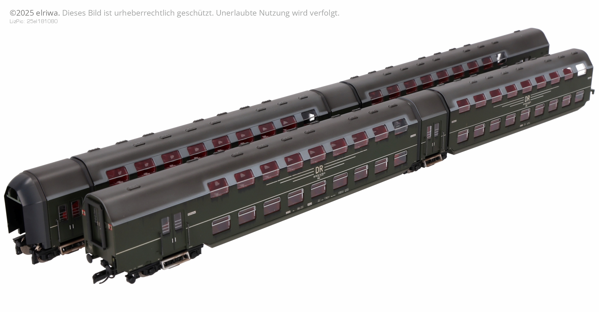 Kres 52033087 - Doppelstockgliederzug DGB 12, 4-teilig, DR, Ep.IV, verschmutzt, mit Innenbel., DC-Digital