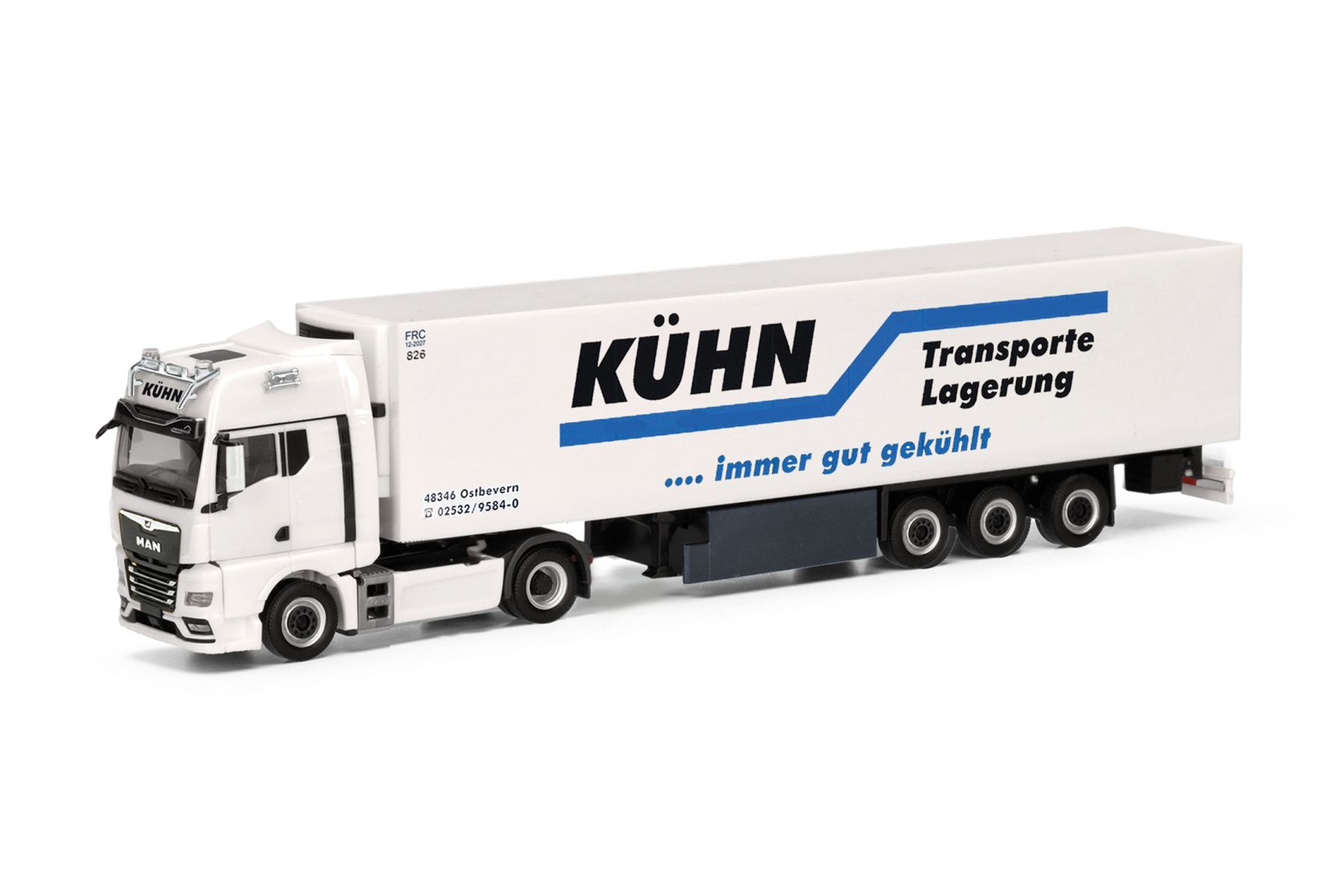 Herpa 318020 - MAN TGX GX Kühlkoffer-Sattelzug "Kühn Kühltransporte"