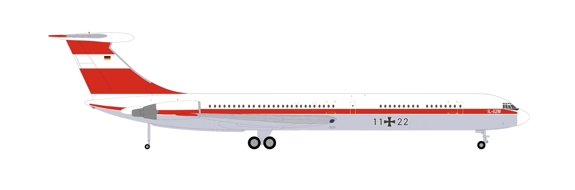 Herpa 573412 - Luftwaffe Flugbereitschaft Ilyushin IL-62M - 11+22