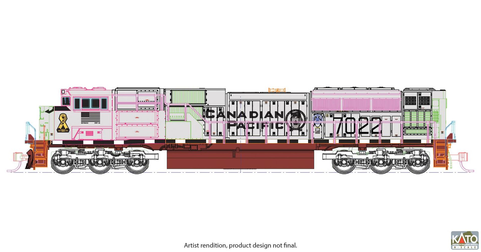Kato K176-8543 - Diesellok EMD SD70ACu, CP, Ep.VI, #7022 (Navy, grey)