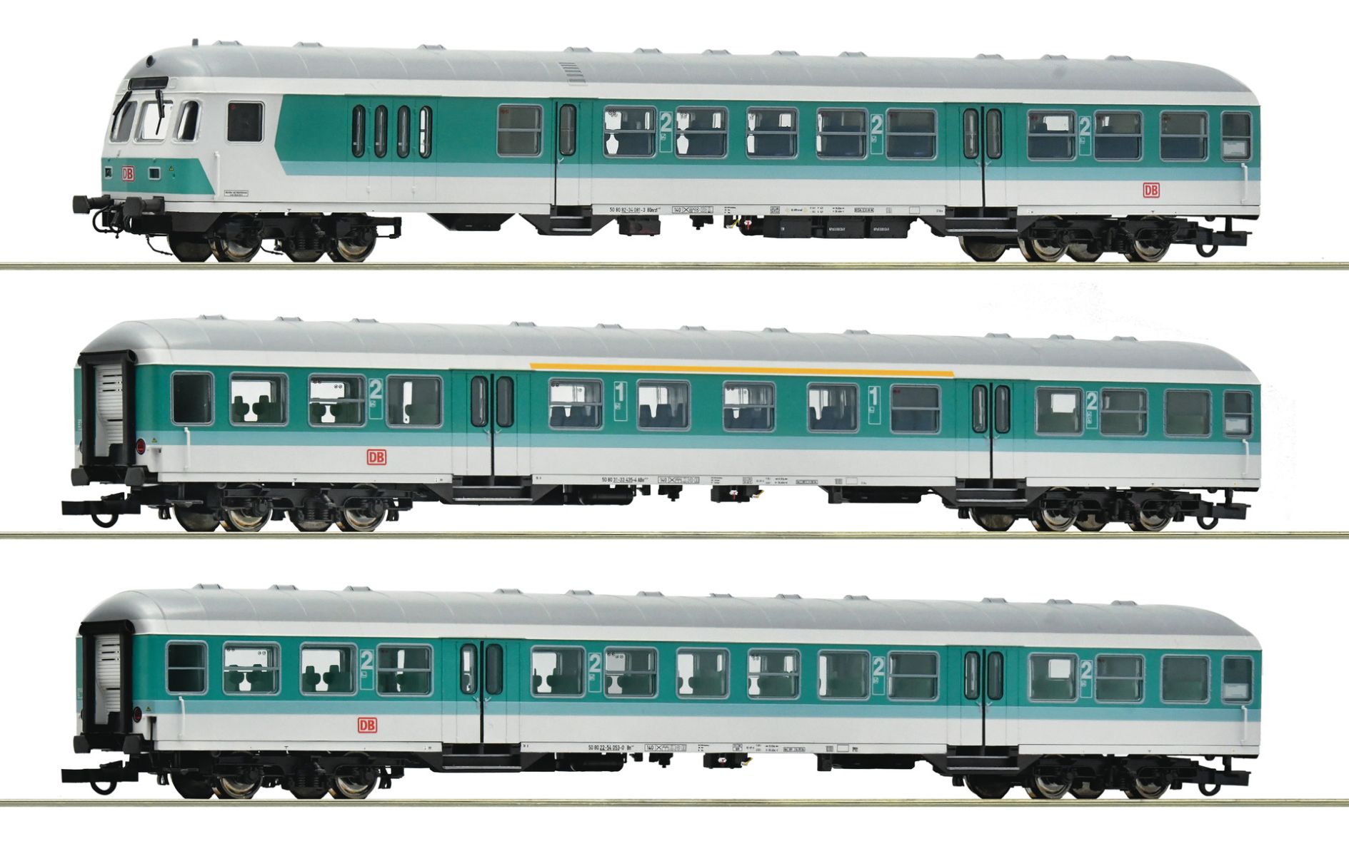 Roco 6200034 - 3er Set Personenwagen mit Steuerwagen, DBAG, Ep.V-VI
