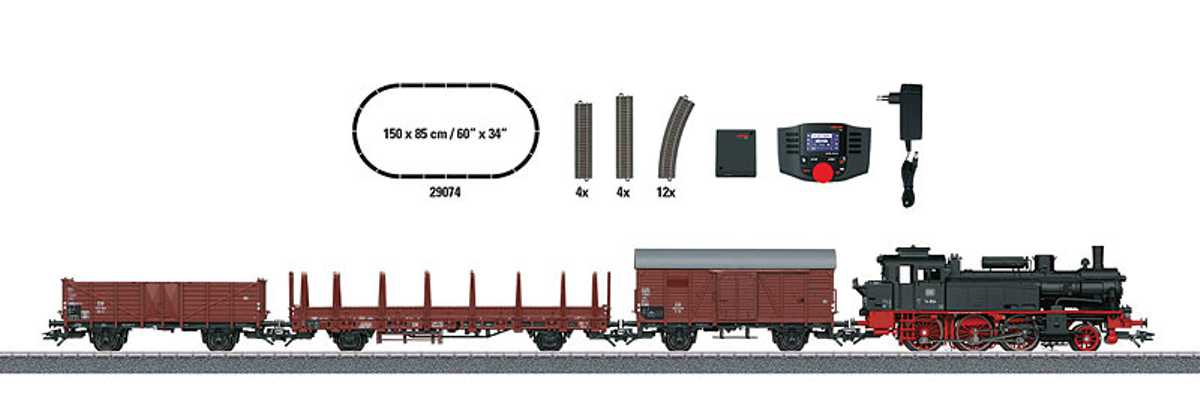 Märklin 29074 - Digitales Startset mit BR74 und Güterzug, DB, Ep.III, Mobile Station