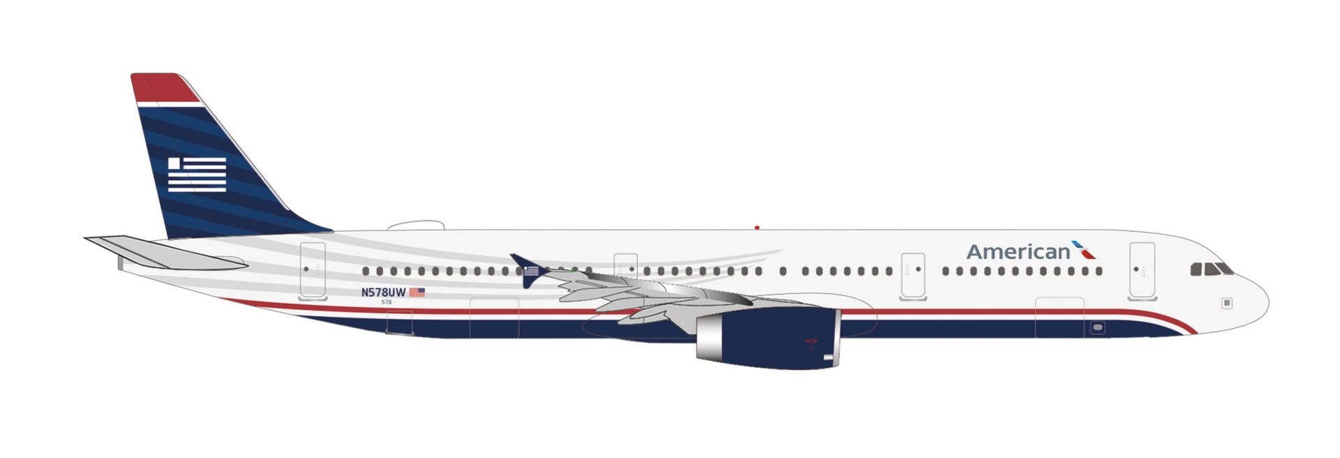 Herpa 538251 - American Airlines Airbus A321 - US Airways Heritage livery – N578UW