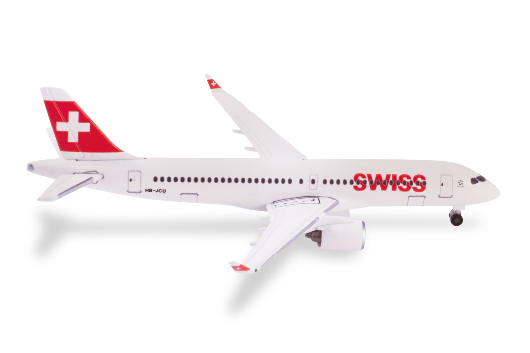 Herpa 532877-001 - Swiss International Air Lines Airbus A220-300 – HB-JCU “Davos”