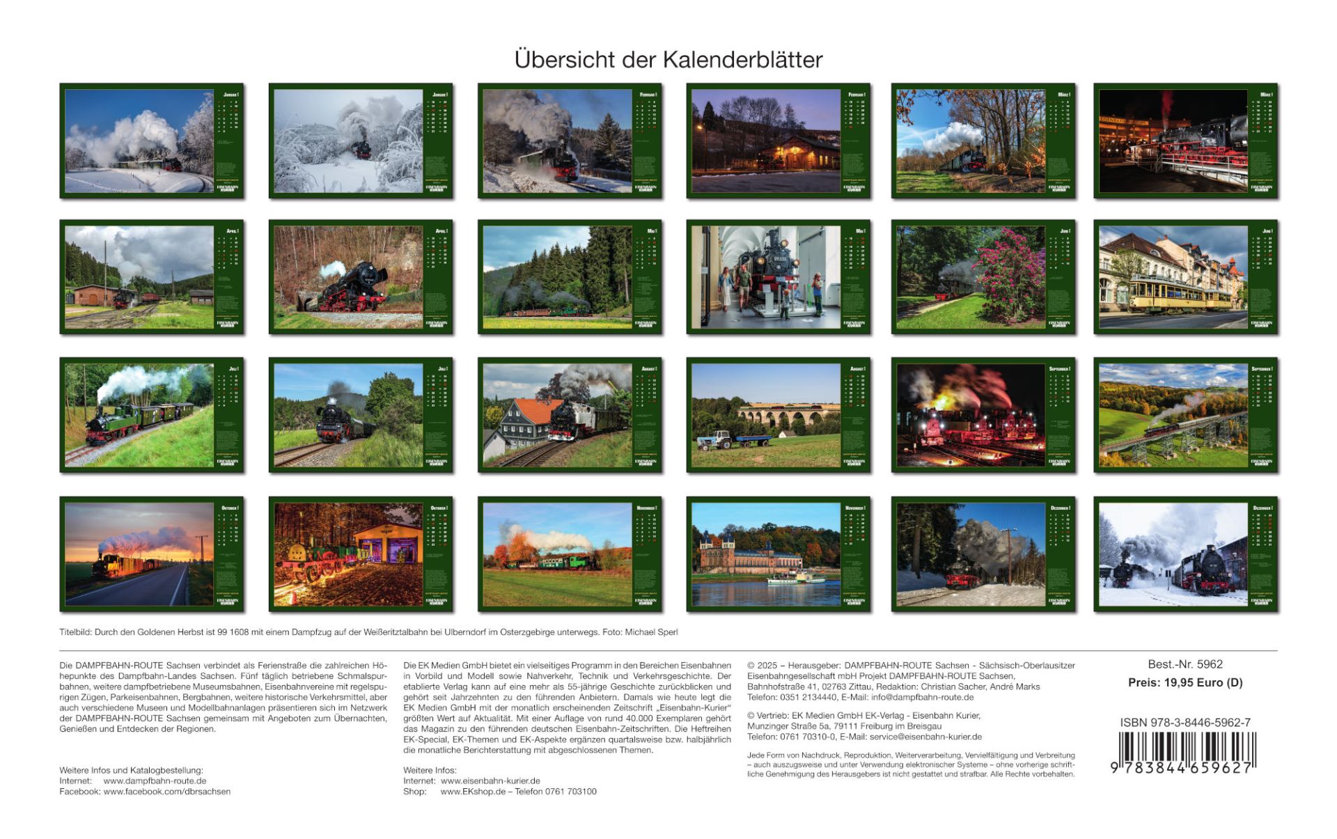 EK-Verlag 5962 - Kalender Dampfbahn-Route Sachsen - 2026