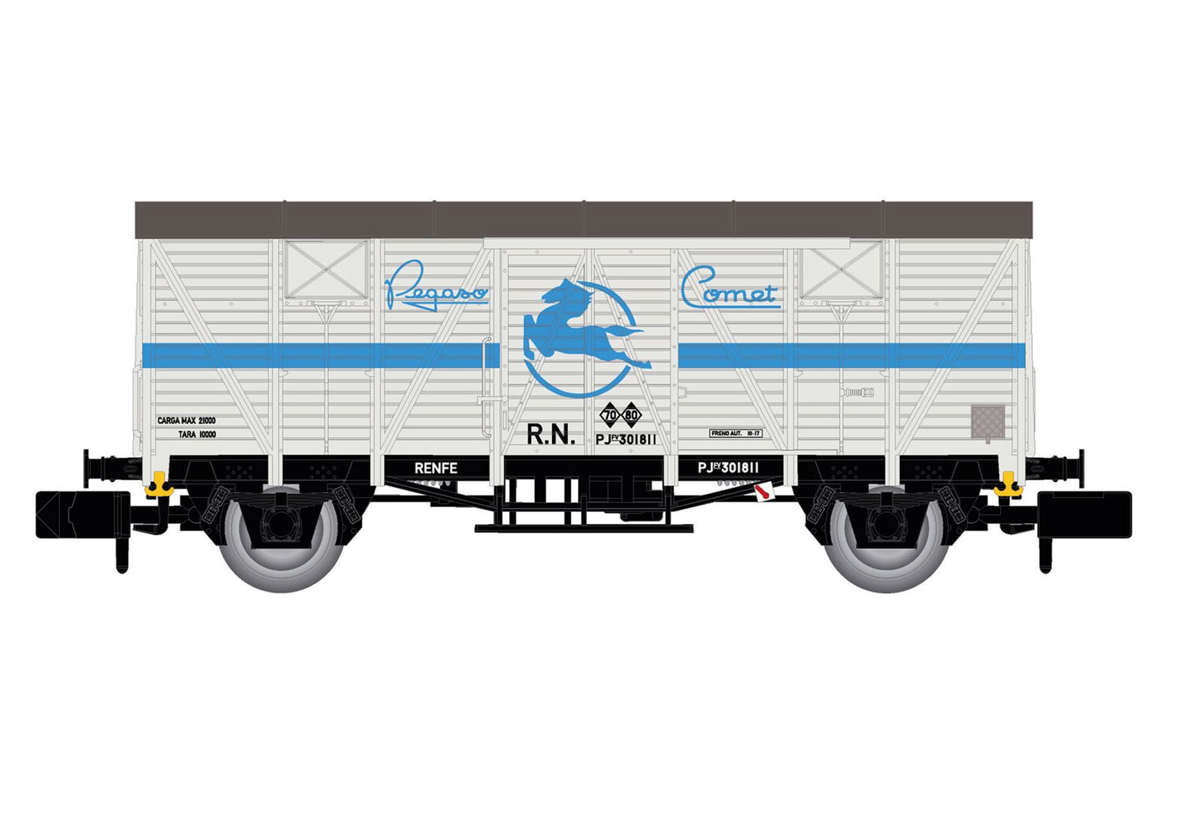 Arnold HN6662 - Gedeckter Güterwagen J300.000, RENFE, Ep.III 'Pegaso'