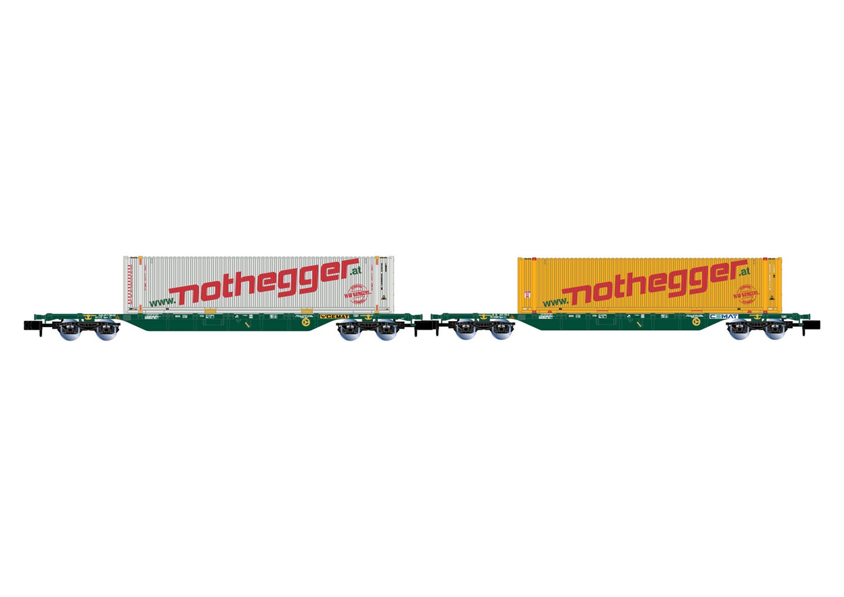 Arnold HN6657 - 2er Set Containerwagen, CEMAT, Ep.V-VI 'Nothegger'