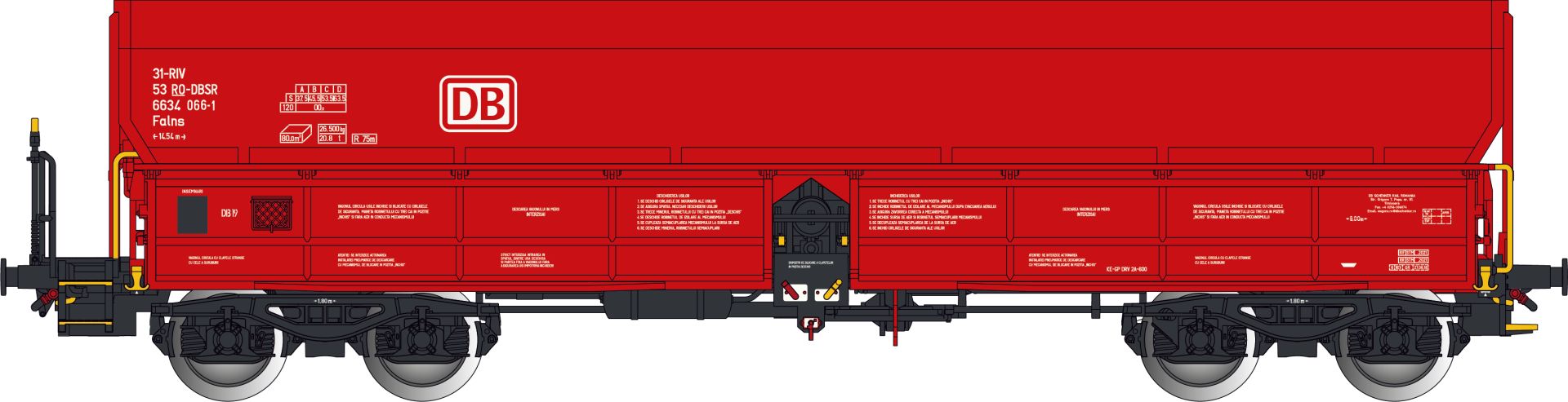 Albert Modell 663001 - Offener Güterwagen Falns, RO-DB-Cargo, Ep.VI