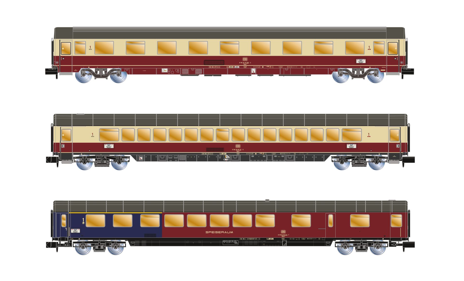 Arnold HN4387 - 3er Set Personenwagen TEE 'Rembrandt', DB, Ep.IV