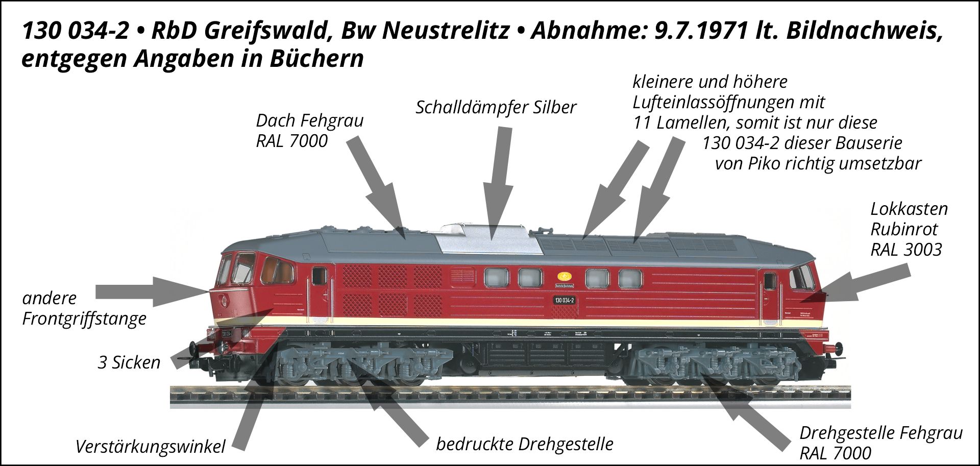 Piko 71379 - Diesellok 130 034-2, Auslieferungszustand, DR, Ep.IV