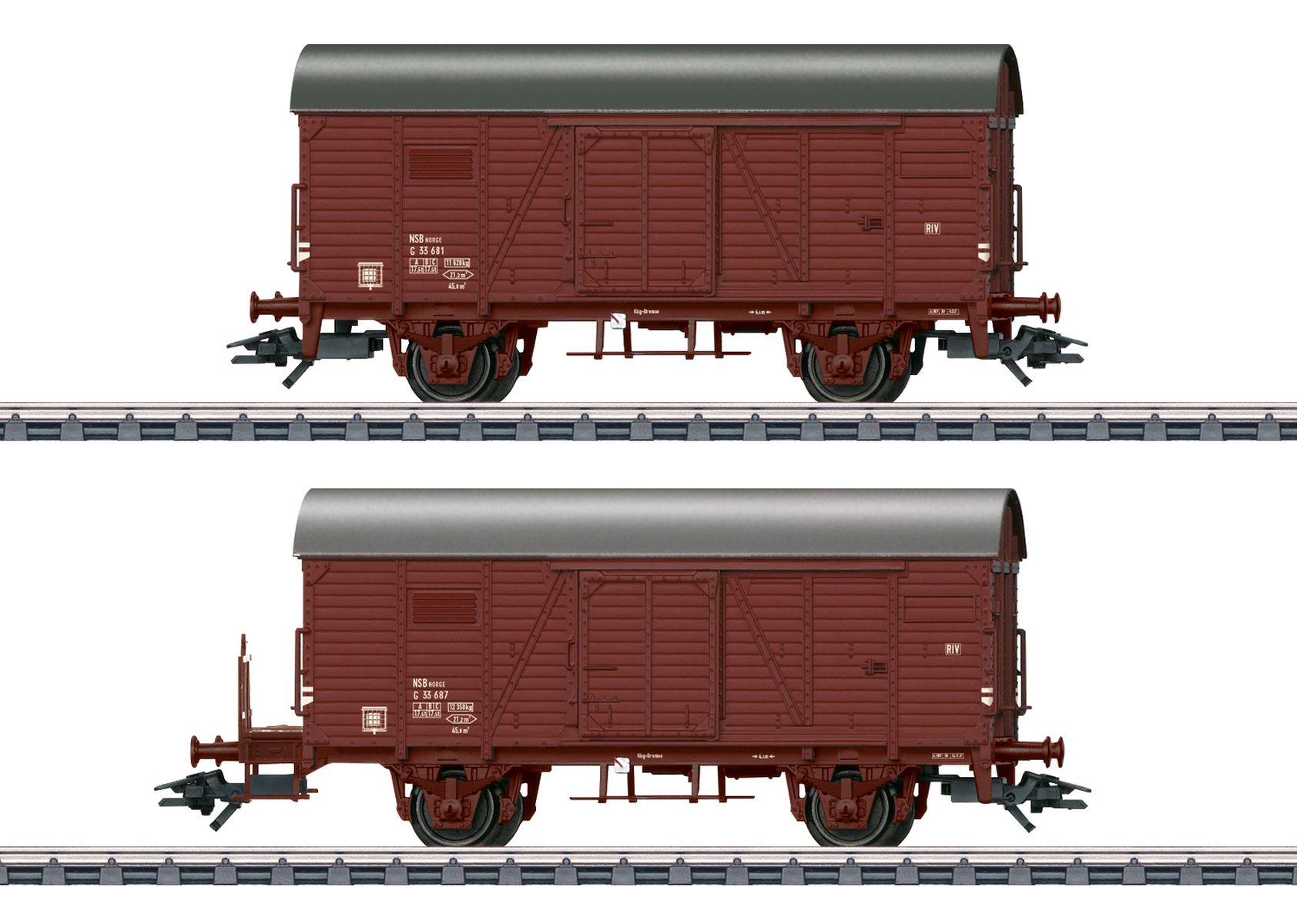 Märklin 46067 - 2er Set gedeckte Güterwagen, NSB, Ep.III