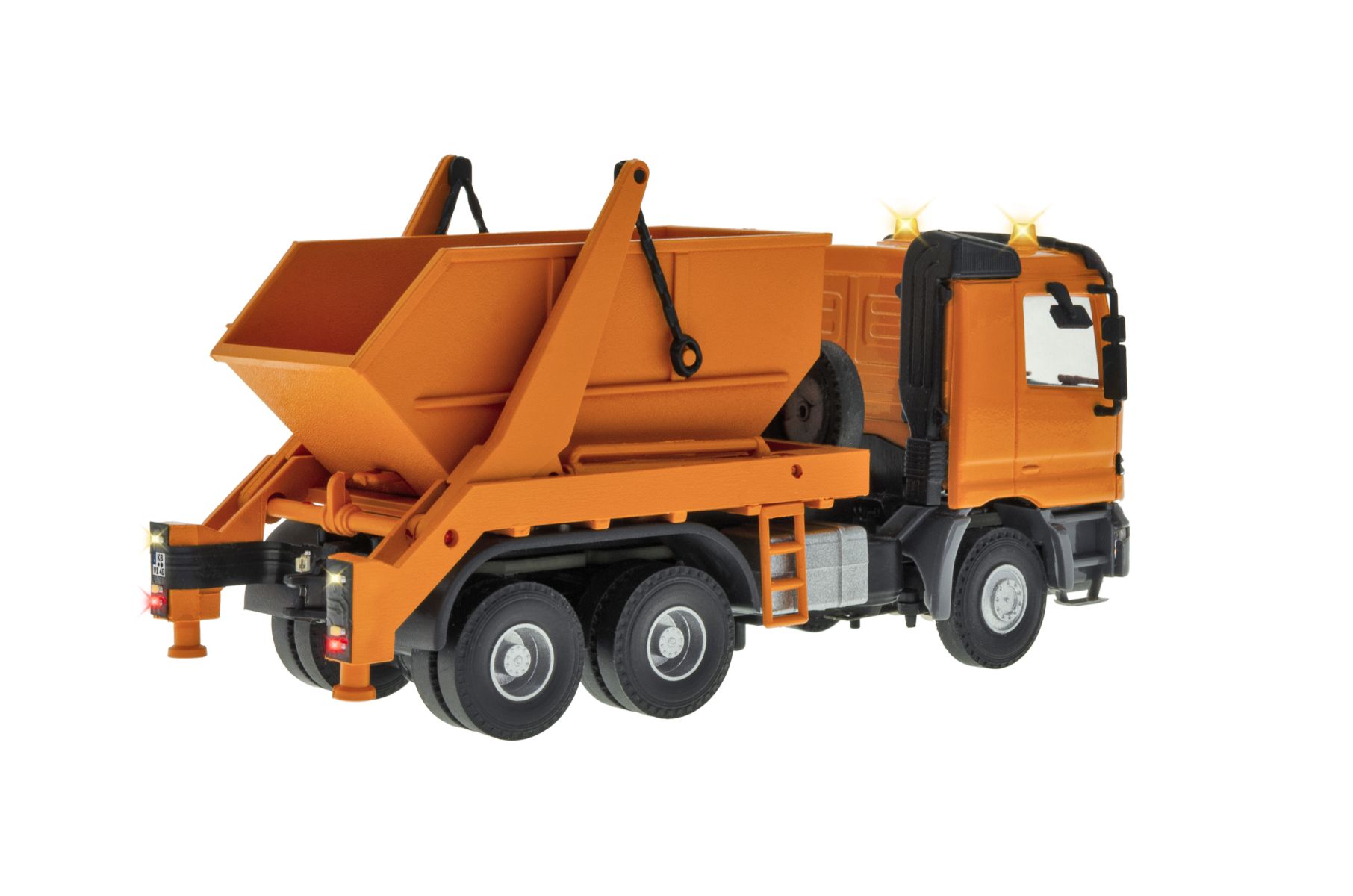 Viessmann 8040 - CarMotion MB ACTROS 3-achs Absetzkipper mit Rundum- leuchten, kommunalorange, Basis, Funktionsmodell