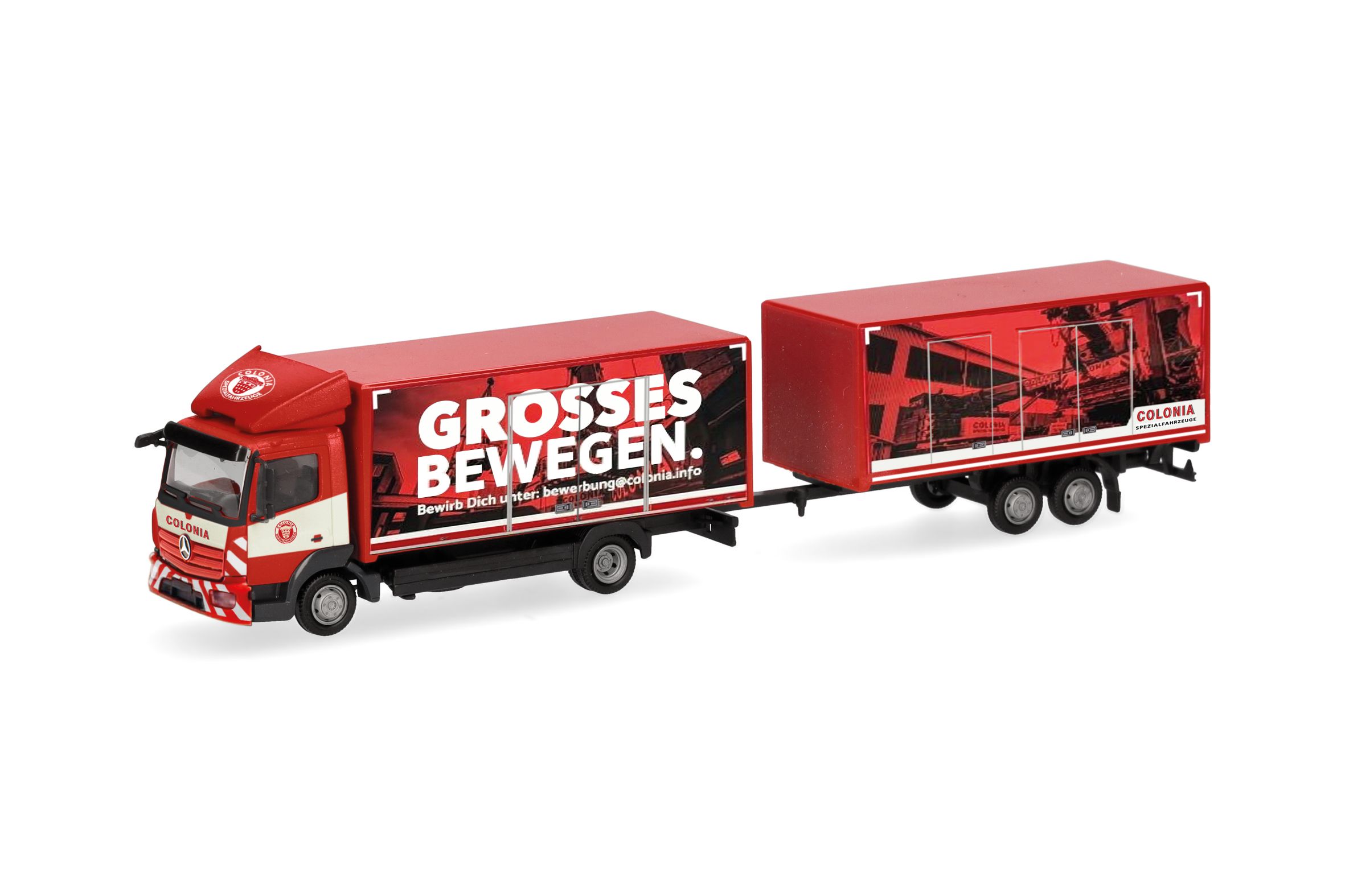 Herpa 319744 - Mercedes-Benz Atego 13 Koffer-Hängerzug "Colonia"