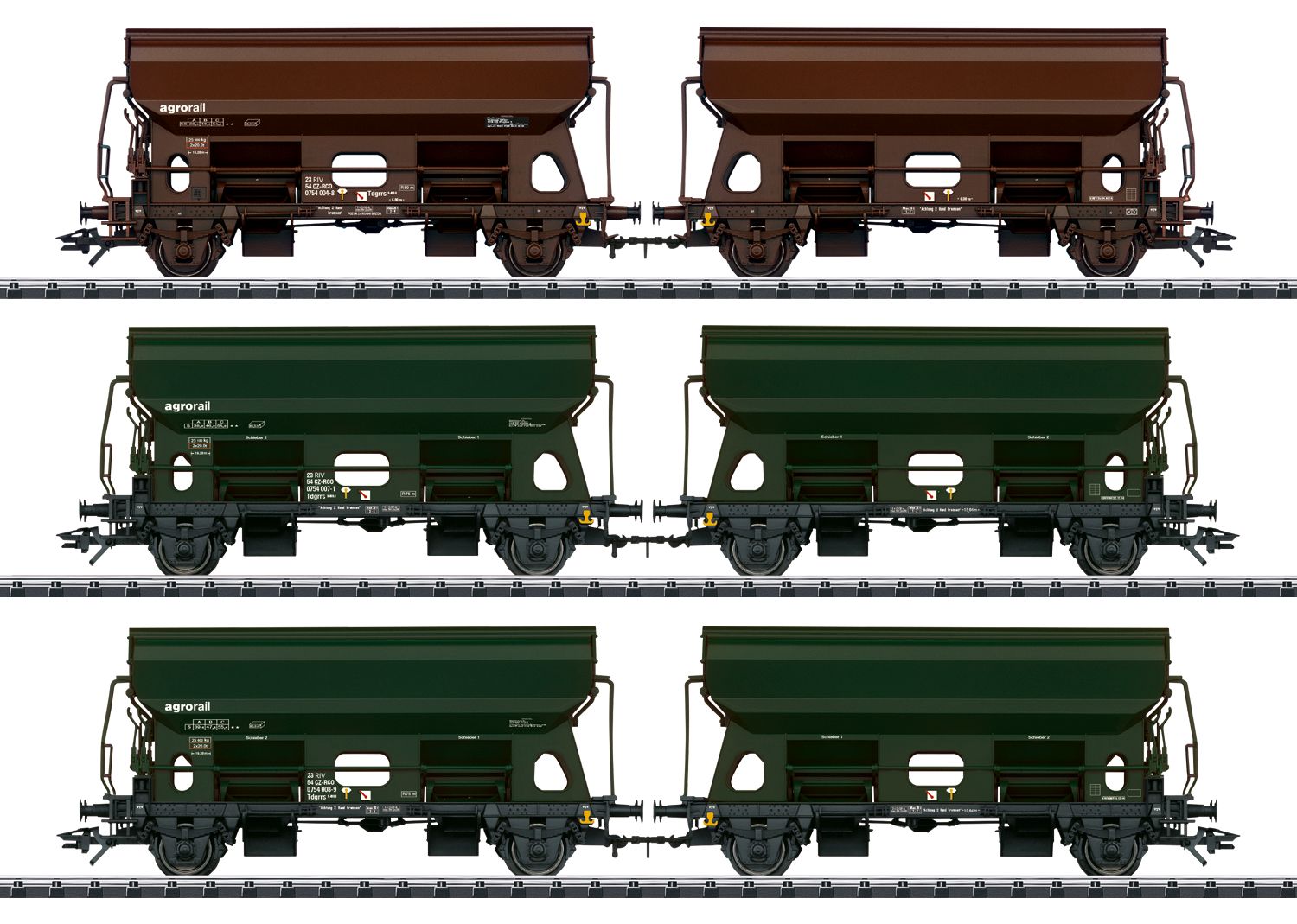 Trix 24169 - 6er Set Schwenkdachwagen, Railco A.S., Ep.VI