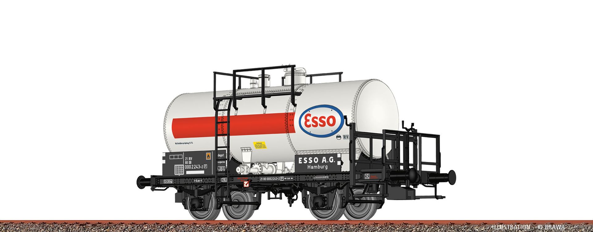 Brawa 50855 - Kesselwagen 2-achsig Z[P] 'Esso', DB, Ep.IV