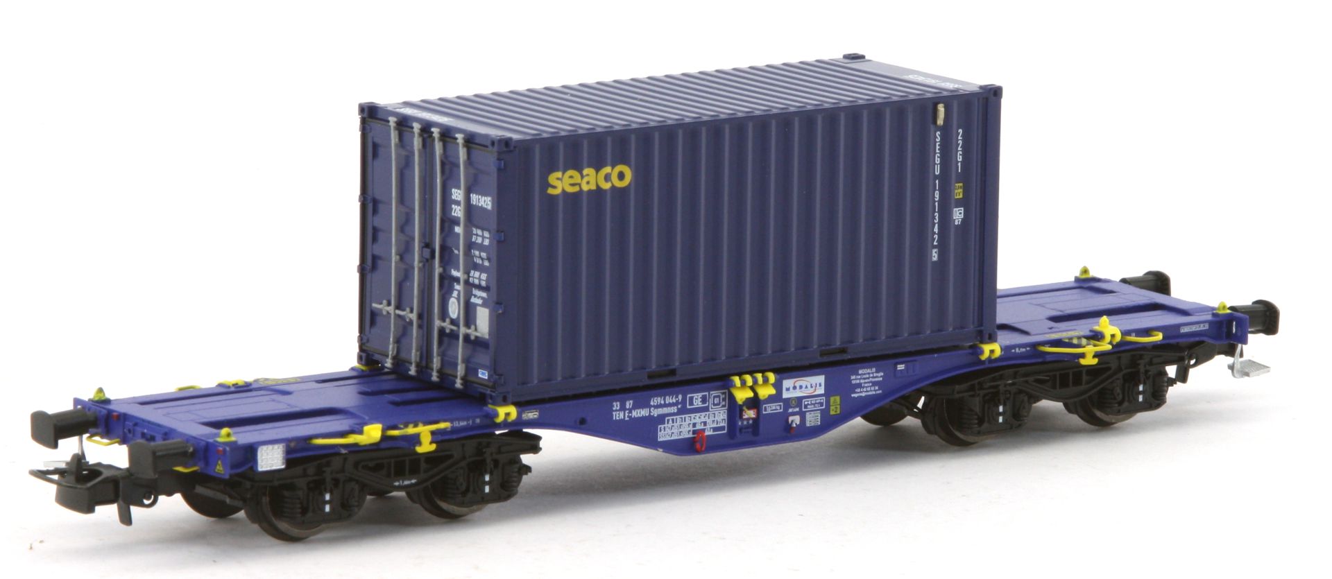 PT-Trains 100261 - Containertragwagen Sgmmnss mit Container 'seaco', Modalis, Ep.VI