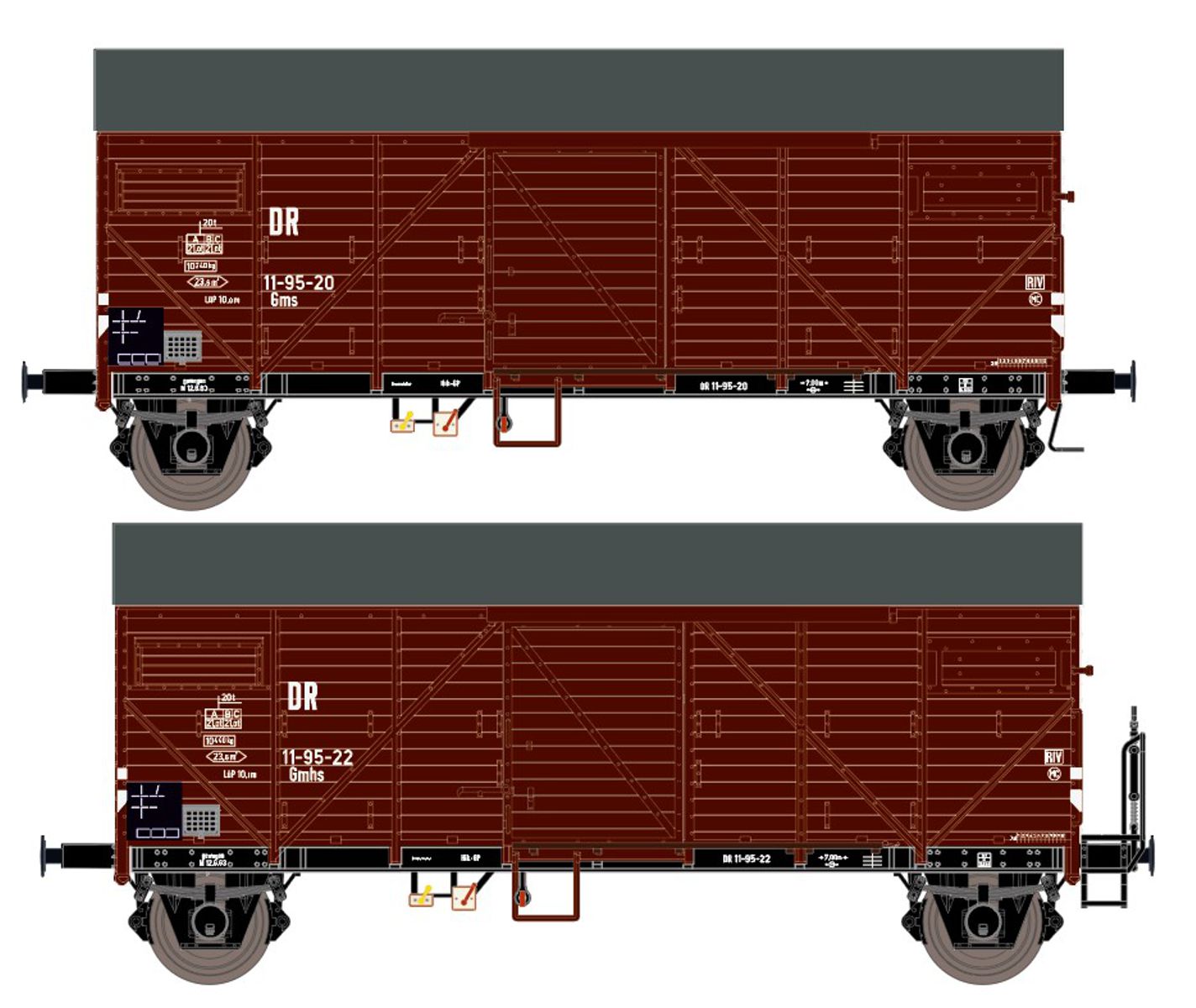 Exact-Train EX23642 - 2er Set gedeckte Güterwagen Bremen, DR, Ep.III