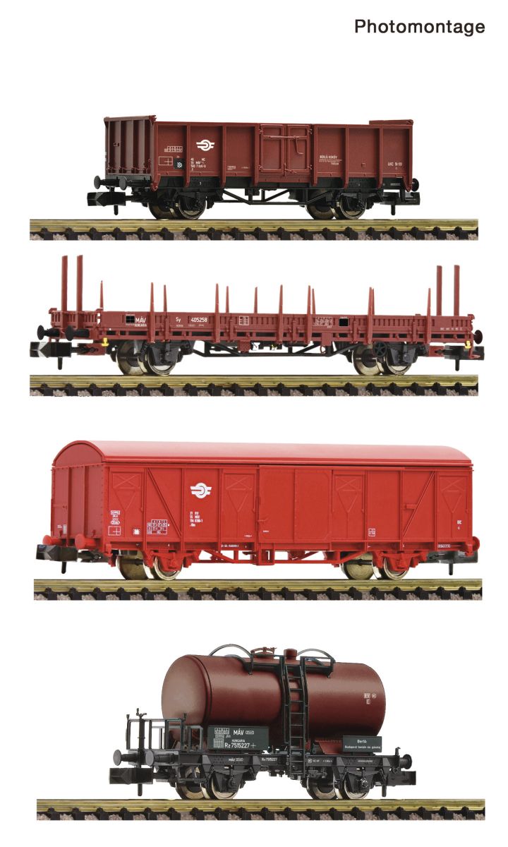 Fleischmann 6660096 - 4er Set Güterwagen, MAV, Ep.IV