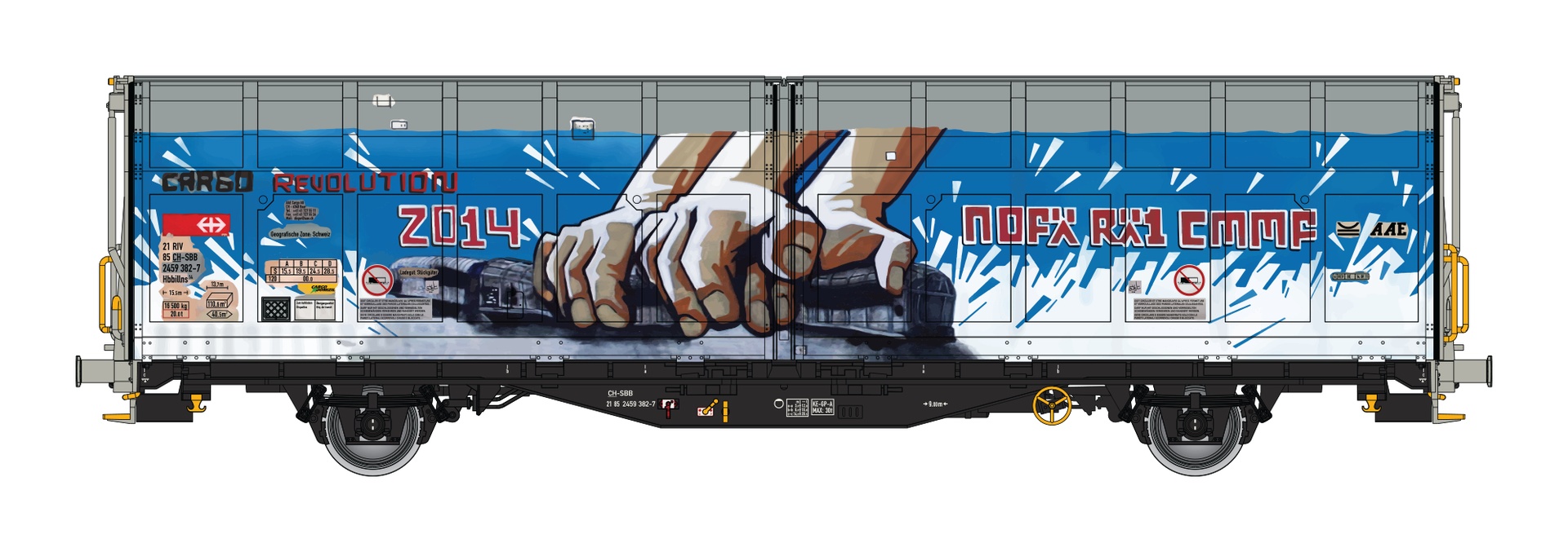 Albert Modell 245055 - Schiebewandwagen Hbbillns, CH-SBB, Ep.VI, Graffiti