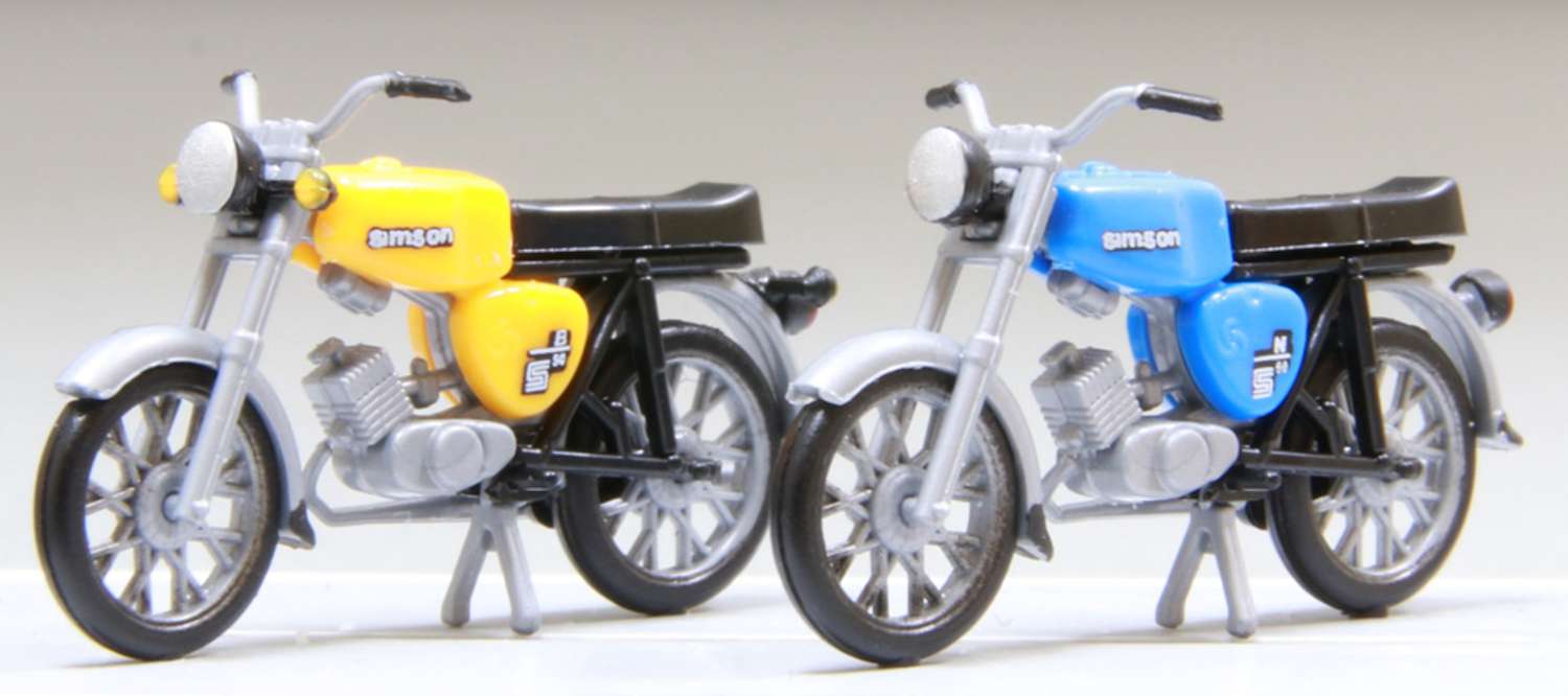 Kres 10150 - 2 Simson S50, gelb und blau, Fertigmodelle