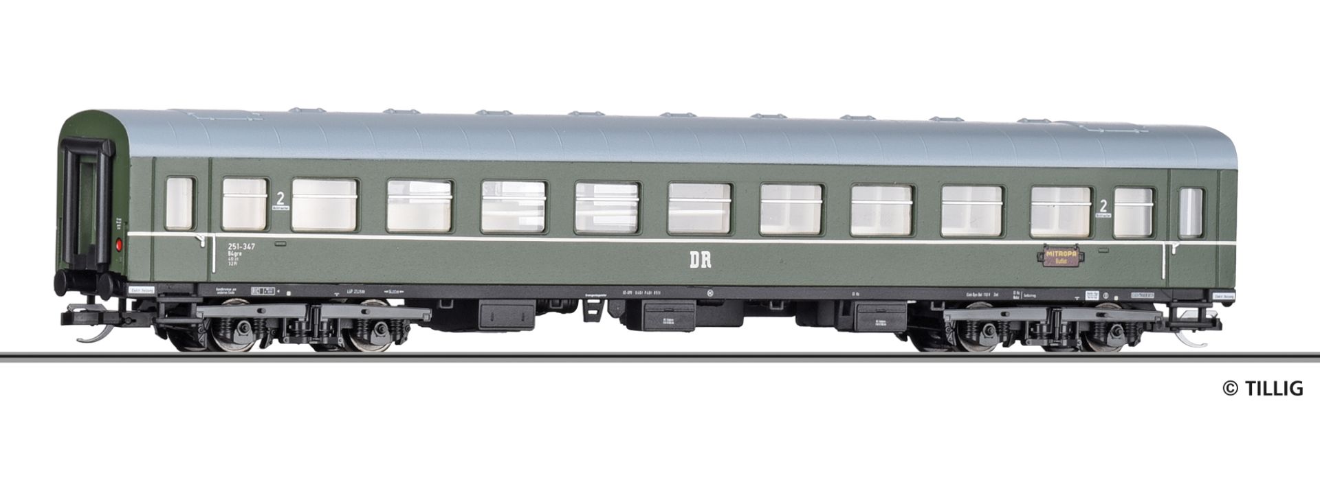 Tillig 95626 - Personenwagen B4gre, 2. Klasse mit Buffetabteil, DR, Ep.III