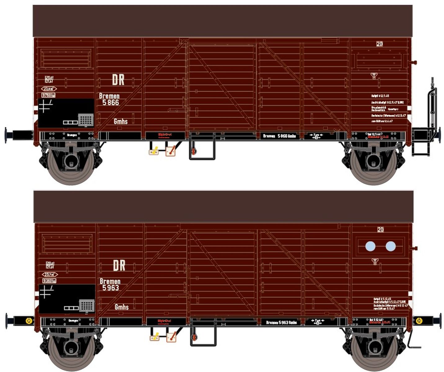 Exact-Train EX23600 - 2er Set gedeckte Güterwagen Gmhs35, DRG, Ep.II