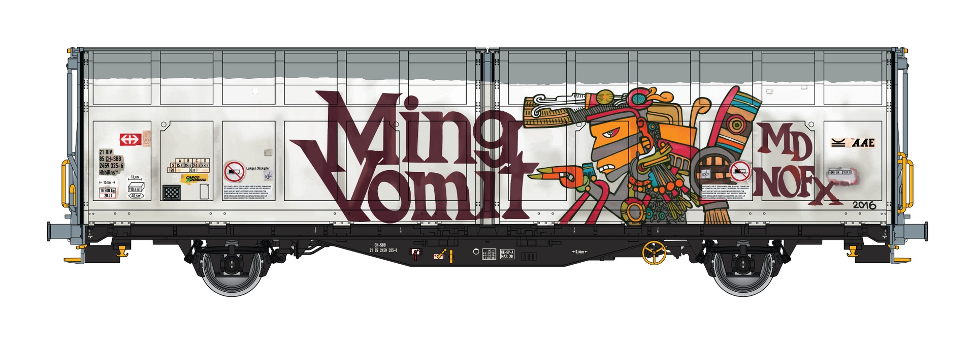 Albert Modell 245054 - Schiebewandwagen Hbbillns, CH-SBB, Ep.VI, Graffiti