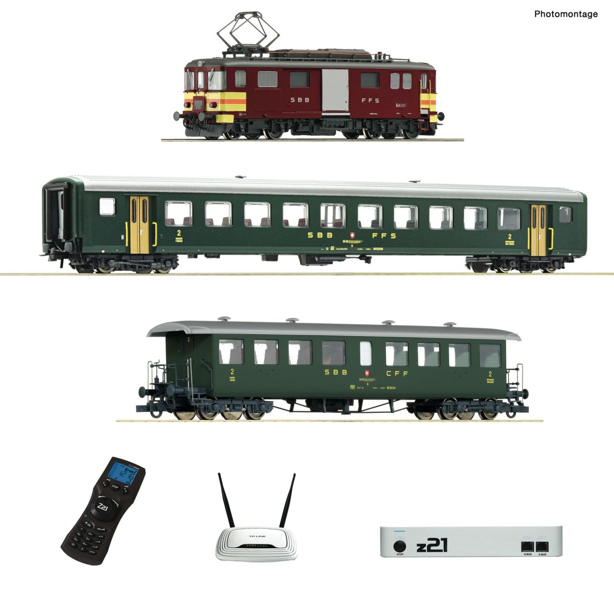 Roco 51338 - Digitales Startset mit De 4/4 mit Personenzug, SBB, Ep.IV-V, z21 und WLAN-Maus, DC-Sound