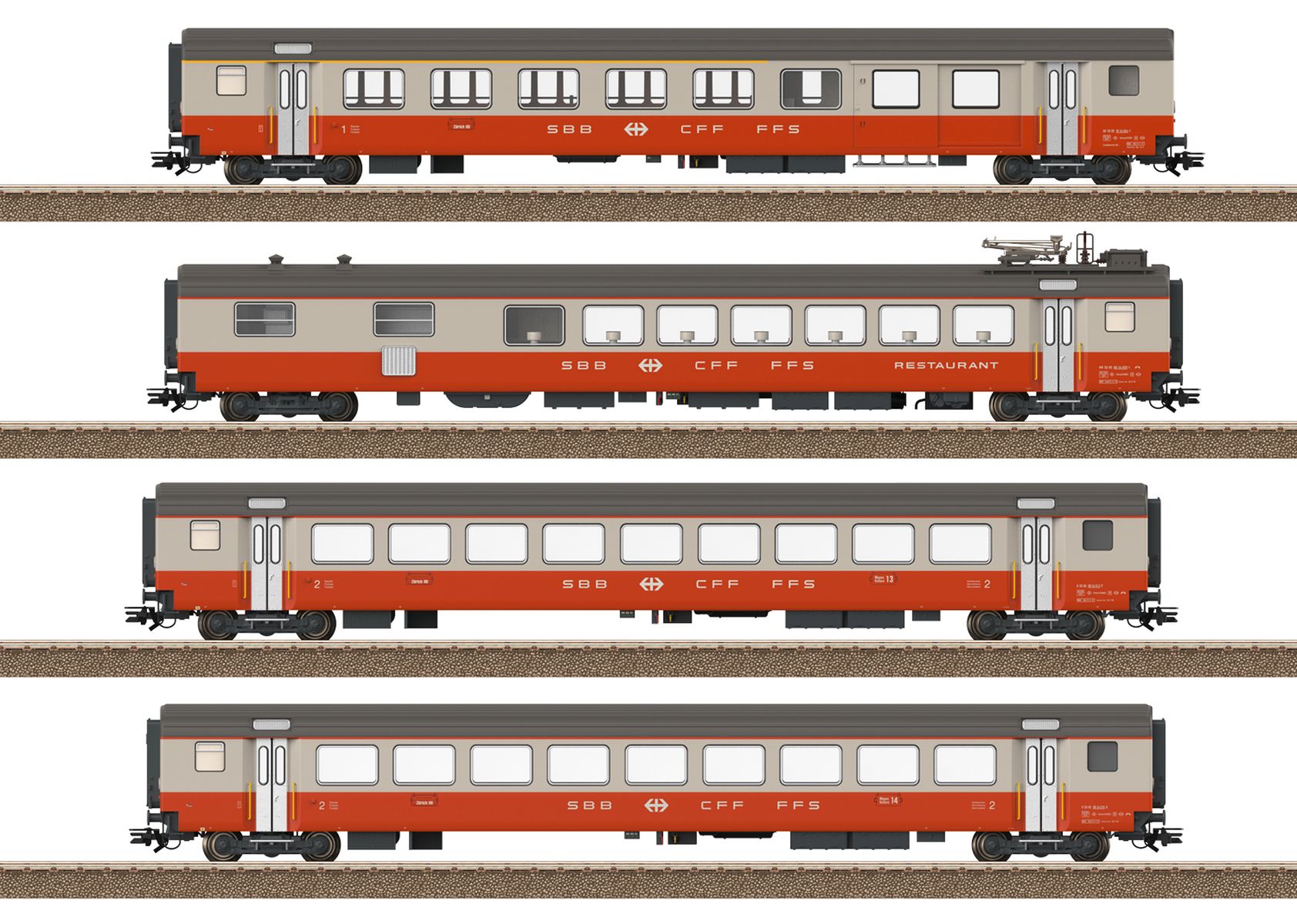 Trix 23690 - 4er Set Personenwagen EW III, SBB, Ep.IV