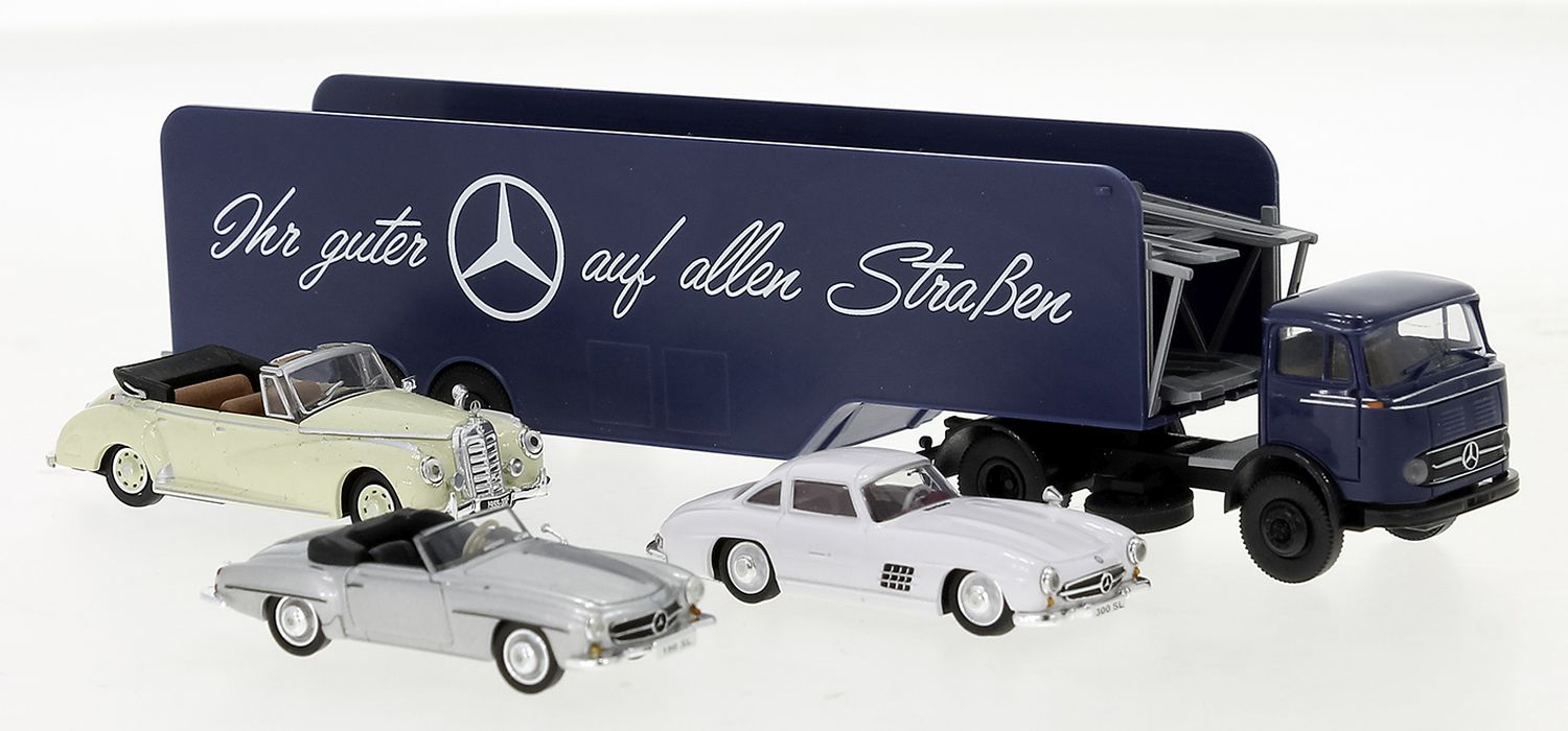 Brekina 48044 - Mercedes LPS 338 Autotransport-SZ mit 3 Ricko-Modelle 1960, Mercedes-Benz