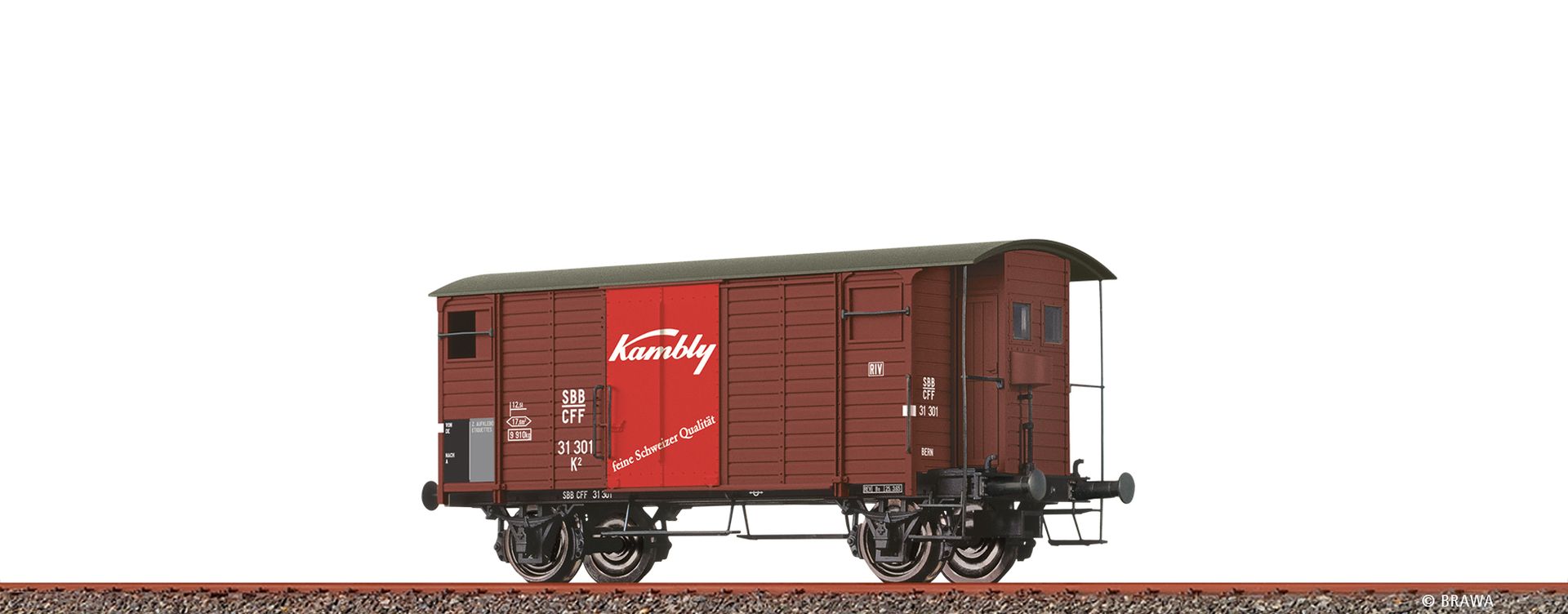 Brawa 47896 - Gedeckter Güterwagen K2 'Kambly', SBB, Ep.III