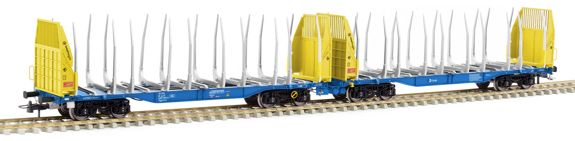 Sudexpress T657009 - Holztransportwagen Sggmrrs 90 'GigaWood', CD-Cargo, Ep.VI, blau-gelb, 009-0