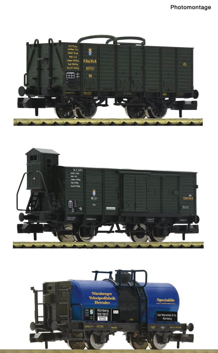 Fleischmann 809005 - 3er Set Güterwagen, K.Bay.Sts.B., Ep.I