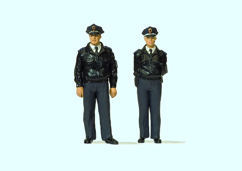 Preiser 63101 - Polizisten stehend, Blaue Uniform, BRD