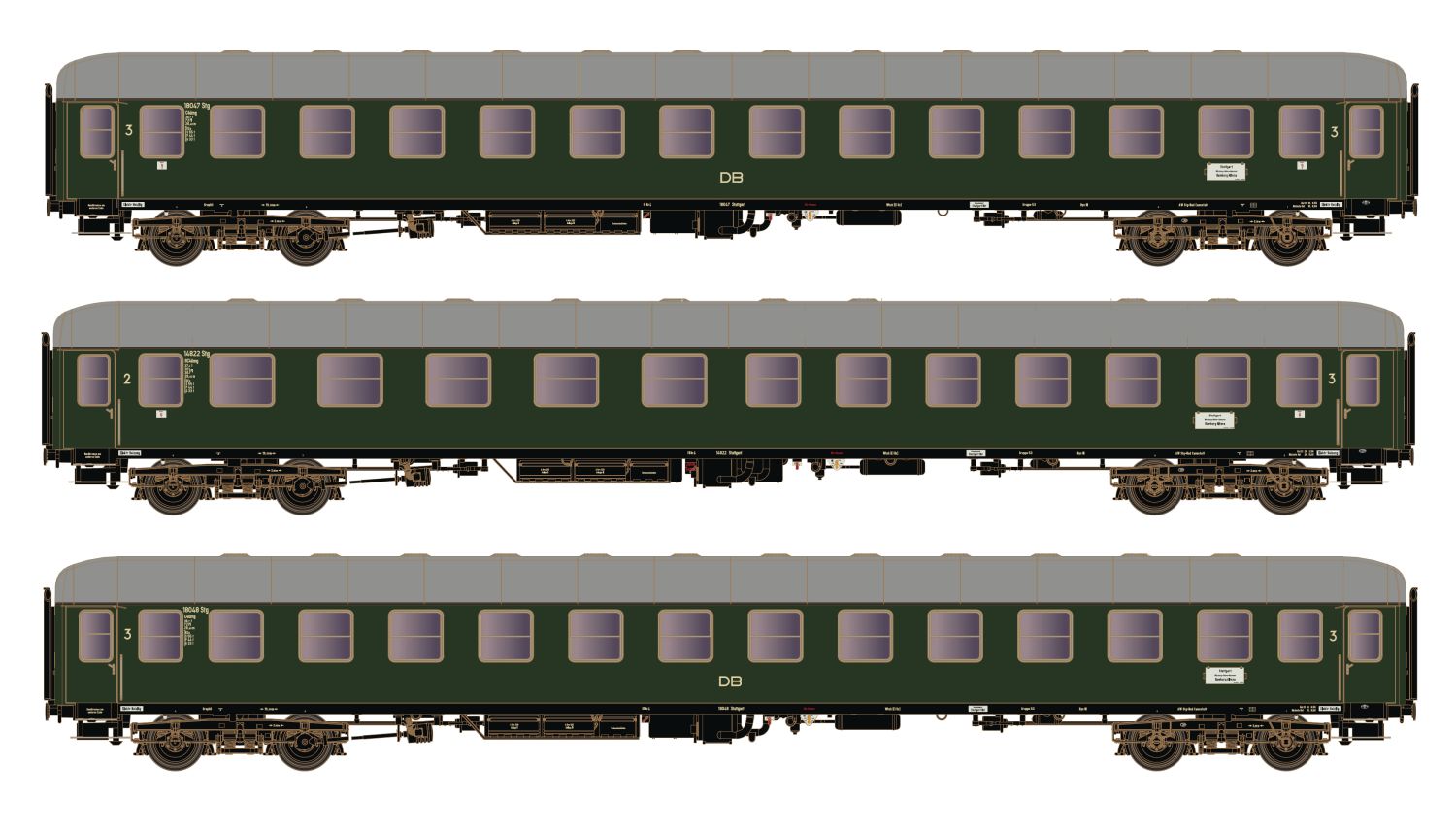 Hobbytrain H43034 - 3er Set Schnellzug D83/84 'Stuttgart-Hamburg', DB, Ep.III