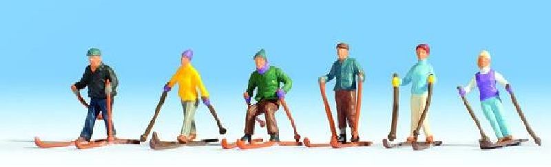 NOCH Skifahrer-Figuren Set Für Modellbahn H0 – 6 Handbemalte Miniaturen, Je Ca. 2,2 Cm