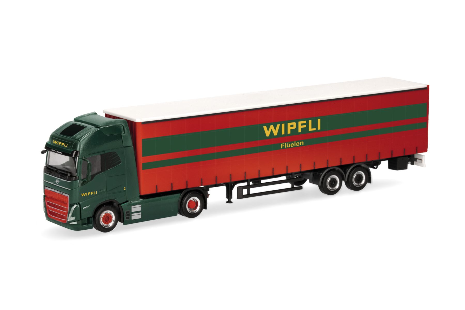 Herpa 319171 - Volvo FH GL XL Electric Gardinenplanen-Sattelzug "Wipfli" (Schweiz)